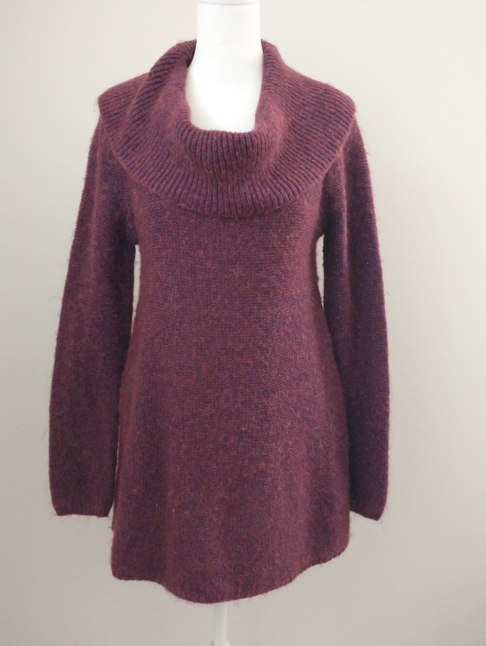 ModCloth Plum Cowl-Neck Knit Tunic Sweater Size S